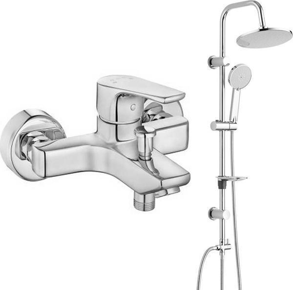 ECA Niobe Banyo Bataryası + T-MAY Banyo Lidya Oval Tepe Duş Takımı Seti Krom Paslanmaz - Image 1