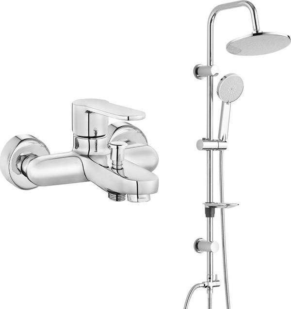 ECA Nita Banyo Bataryası+T-MAY Banyo Lidya Oval Tepe Duş Takımı Seti Paslanmaz Krom - Image 1