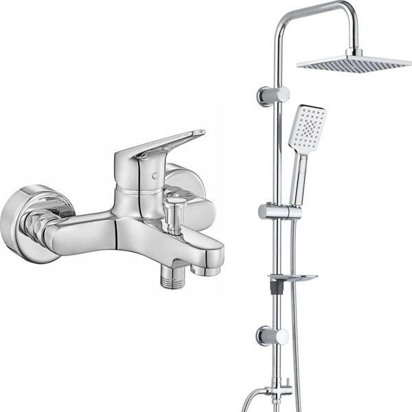 ECA Spylos Banyo Bataryası+T-MAY Banyo Belen Kare Tepe Duş Takımı Seti Paslanmaz Krom - Image 1