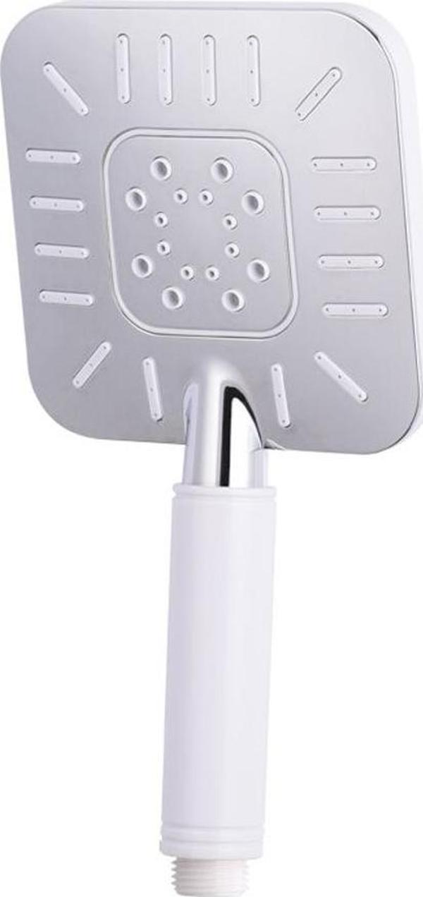 T-MAY Banyo Çamlıca Kare El Duş Seti Başlığı Krom - Beyaz 4 Fonksiyonlu - Image 1