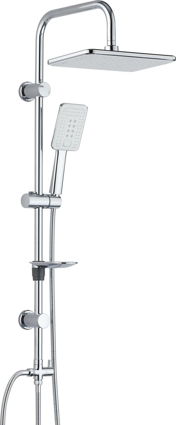 T-MAY Banyo Çınar Robot Kare Tepe Duş Takımı Seti Krom Paslanmaz - Image 1