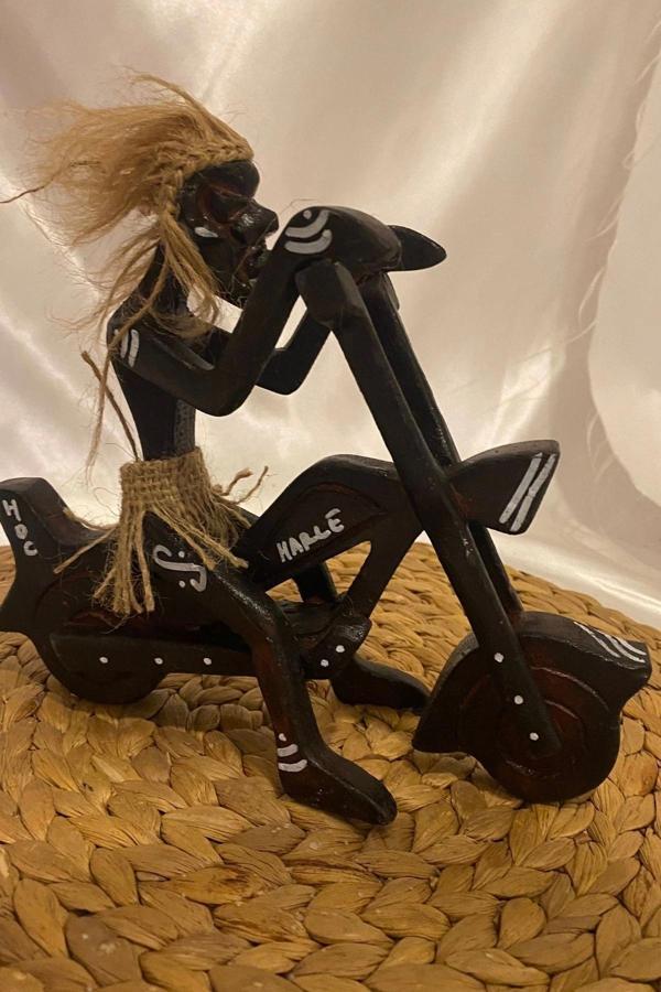 Ahşap Primitif Yamyam Yerli Aborjin İnka Motorlu Harley El İşi Hand Made - Image 1