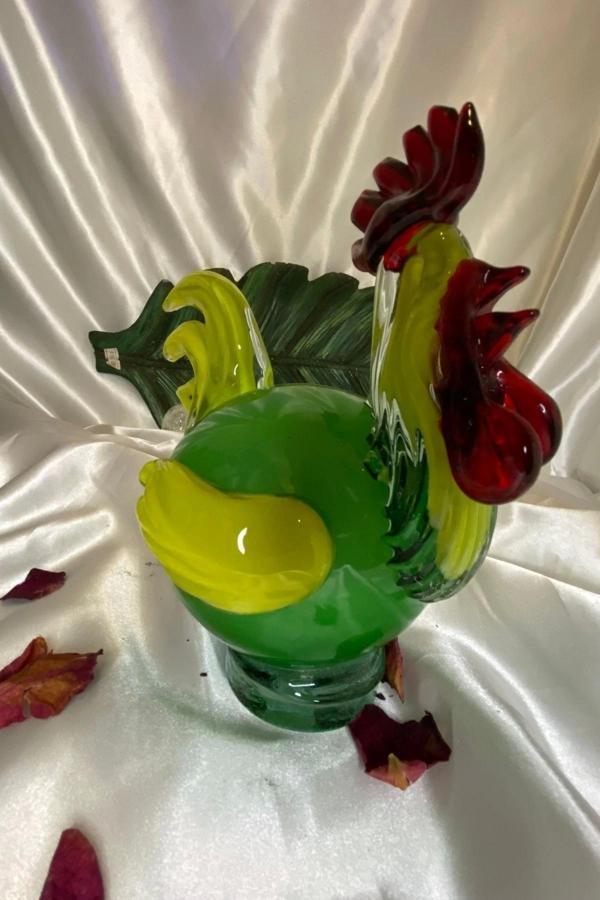 Dekoratif  Üfleme Cam Feng Shui Ejderah Yılında Koruyucu Horoz - Image 1