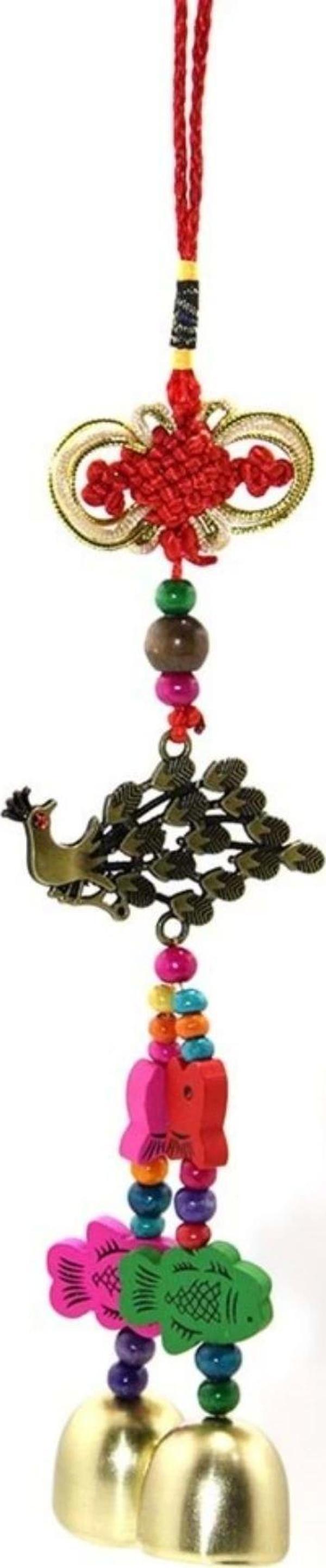 Deprem Çanı Rüzgar Zili Feng Shui Koruyucu Metal Çanlı Mistik DüğümlüEl İşi Metal Tavuskuşu - Image 1