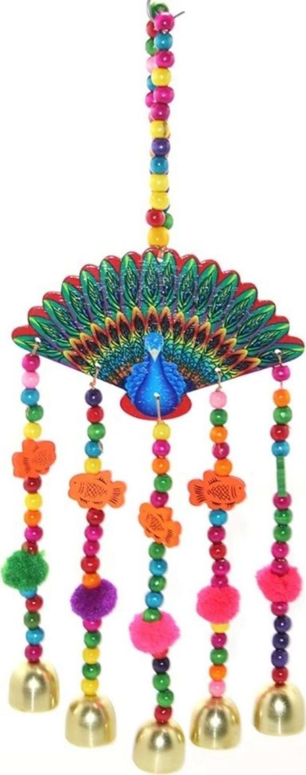 Deprem Çanı Rüzgar Zili Feng Shui Koruyucu Metal El İşi 5 Beş Çanlı Tavuskuşu - Image 1