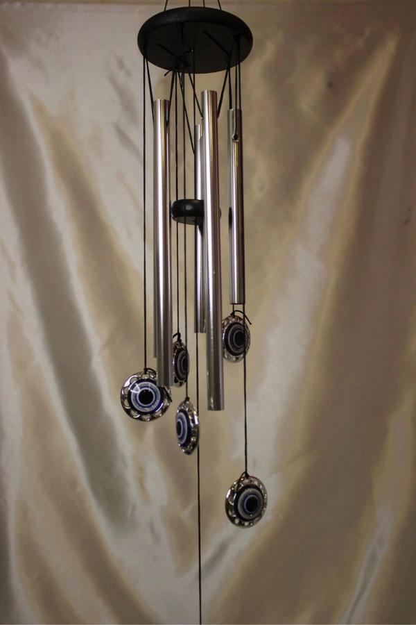Deprem Çanı Rüzgar Zili Feng Şui Nazar Boncuk 5 Metal Borulu 01 - Image 1
