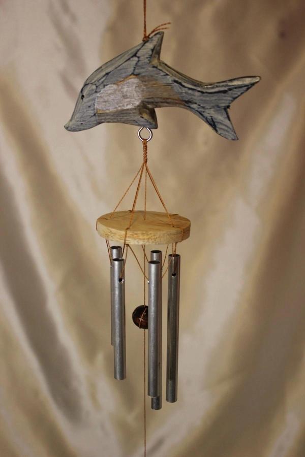 Deprem Çanı Zili Rüzgar Çanı Zili Balık Mavi Beyaz Feng Shui 5 Metal Boru - Image 1