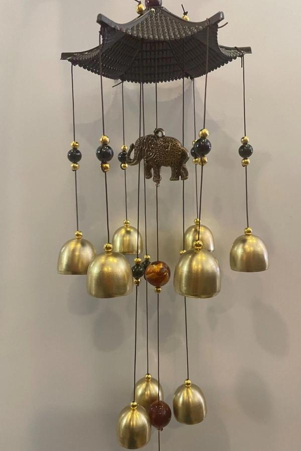 Deprem Zili Çanı Duvar Rüzgar Çanı Zili Feng Shui Ejderha Yılı Metal Borulu Fil Pagoda Objeli - Image 1