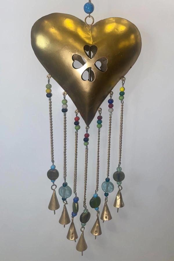 Deprem Zili Çanı Rüzgar Çanı Zili Feng Shui HaYat Ağacı Yaşam Çiçeği Kalp Sembolü Komple Metal Çanlı - Image 1