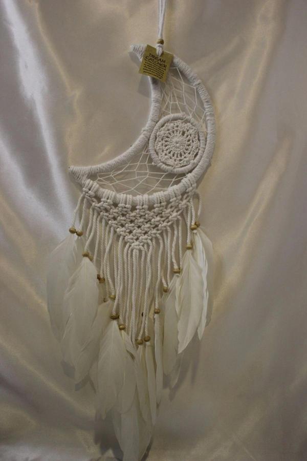 Dream Catcher Düş Kapanı El İşi Hand Made Beyaz Ay - Image 1
