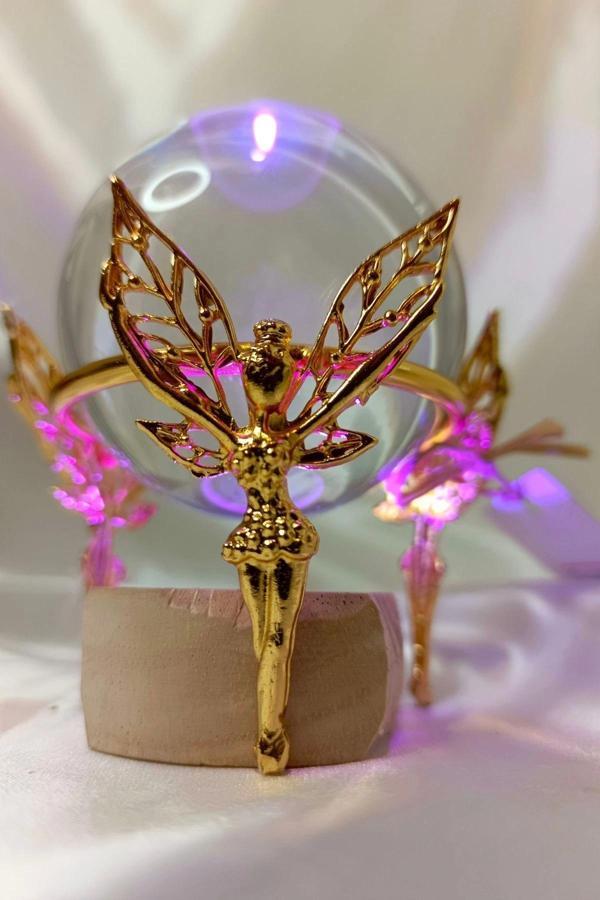 kristal Cam Küre Pirinç Peri objeli Gold - Image 1