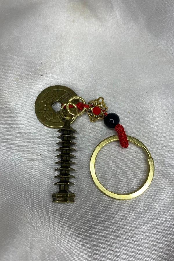 Feng Shui Bereket Şans Mutluluk Ejderha Çin Paralı Feng Sui Pagoda Anahtarlık - Image 1