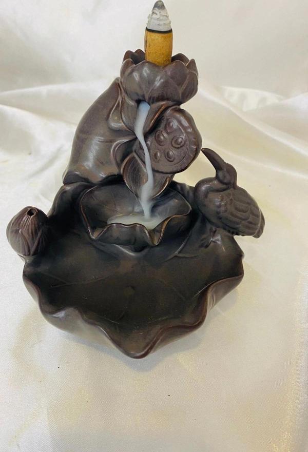 Feng Shui Buda Yenilik İlerleme Lotus Çiçek Geri Akış Tütsülük Ters Akış Şelale Kaliteli Seramik Kah - Image 1