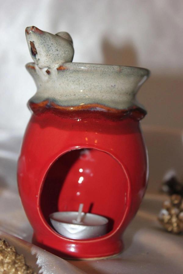 Kuş Detaylı Kırmızı Buhurdanlık Esans Hediyeli - Image 1