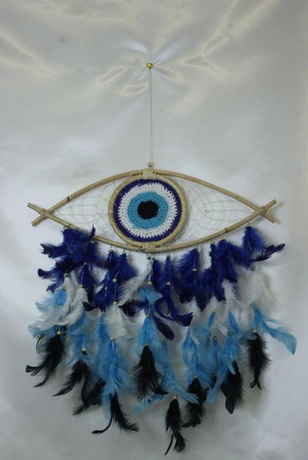 Mavi Nazar Boncuğu Tasarımlı Dream Catcher Düş Kapanı - Image 1