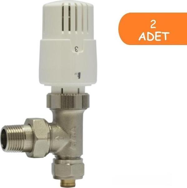 2 Adet ECA TRV4 Termostatik Köşe Radyatör Valfi Pex Köşe 602120780 - Image 1