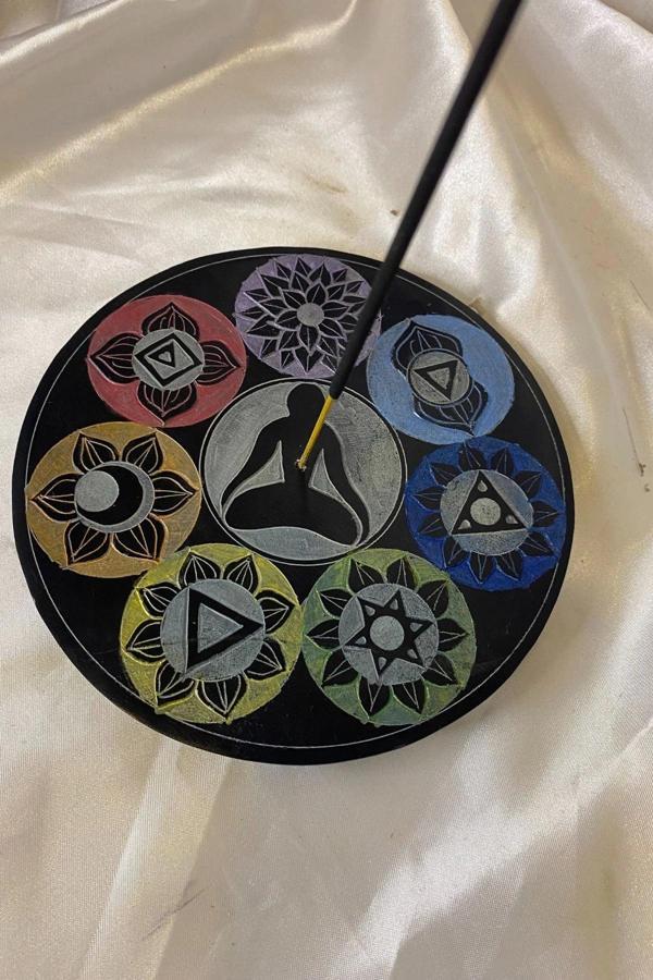 Yedi Çakra 7 Çakra Hand Made El İşi Feng Shui Ejderha Yılı Doğal Obsidyen Taşı Çubuk Konik Tütsülük - Image 1