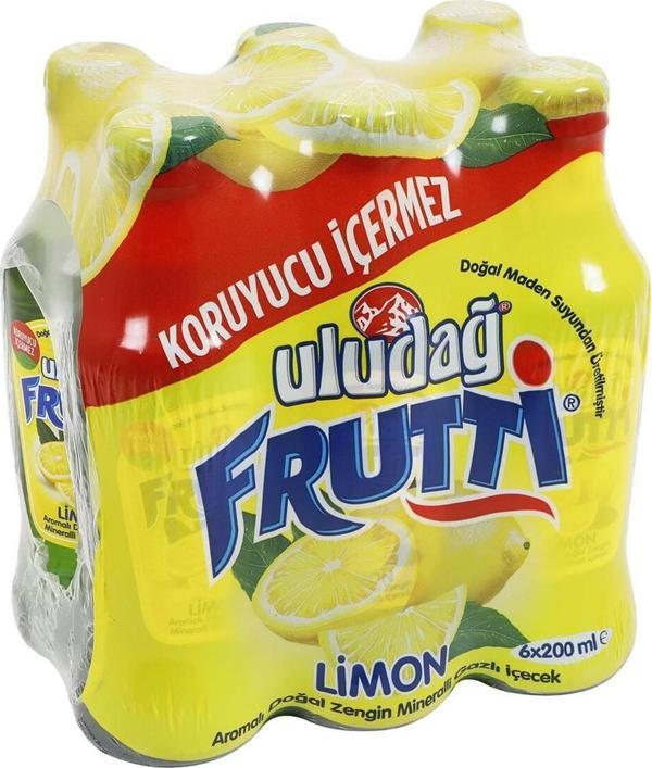 Uludağ Frutti Limon Aromalı Maden Suyu 200 Ml X 6 Adet - Image 1