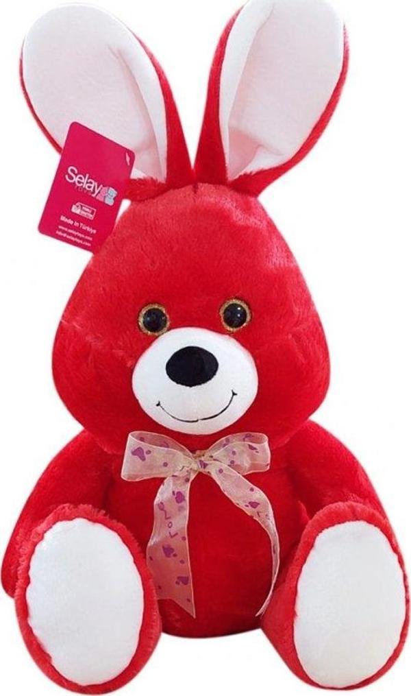 1554KR Selay, Oturan Sevimli Tavşan 37 cm Kırmızı - Image 1