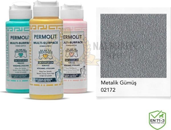 Permolit Multi Surface Akrilik Hobi Boyası METALİK GÜMÜŞ 120 ml. - Image 1