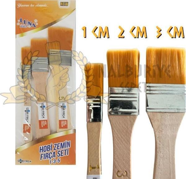 İzmir Fırça Hobi Boyası Zemin Fırça Seti - No: 1-3-5 - Image 1