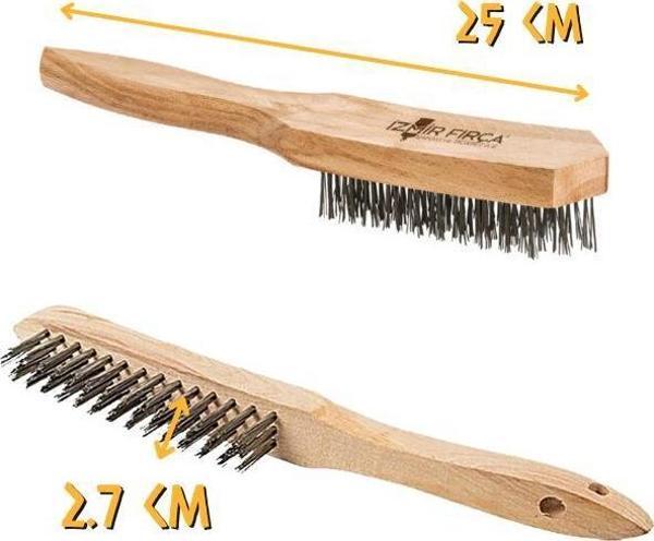 İzmir Fırça Ahşap Saplı Çelik Tel Fırça No: 5 - Image 1