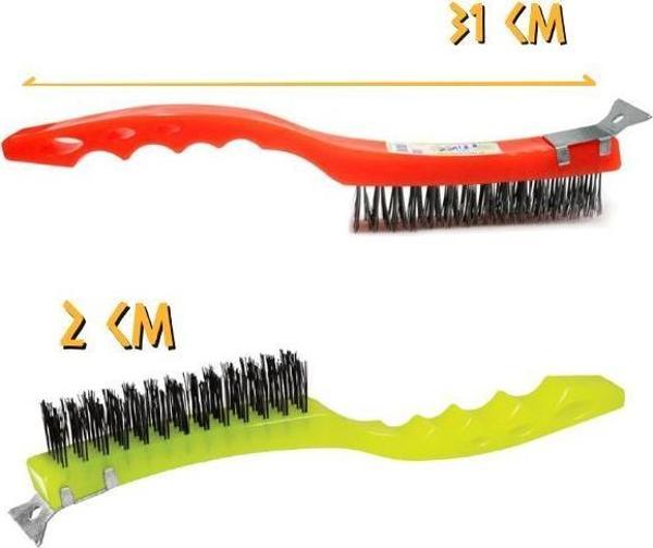 İzmir Fırça Plastik Saplı Kazıma Başlıklı Çelik Tel Fırça - Image 1