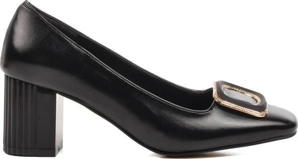 Ayakmod 357106 Siyah Cilt Kadın Topuklu Ayakkabı - Image 1