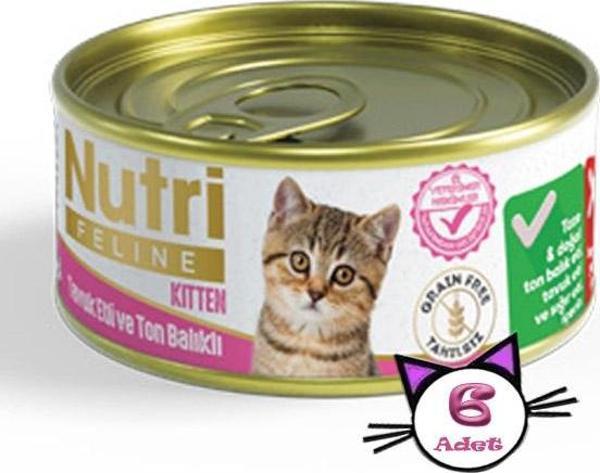 Nutri Feline 85Gr Yavru Tavuk Etli Ton Balıklı 6Adet Kitten Yaş Kedi Maması - Image 1