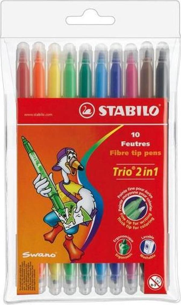 Stabilo Trio 2 in 1 10 Renk Keçeli Kalem  - Image 1