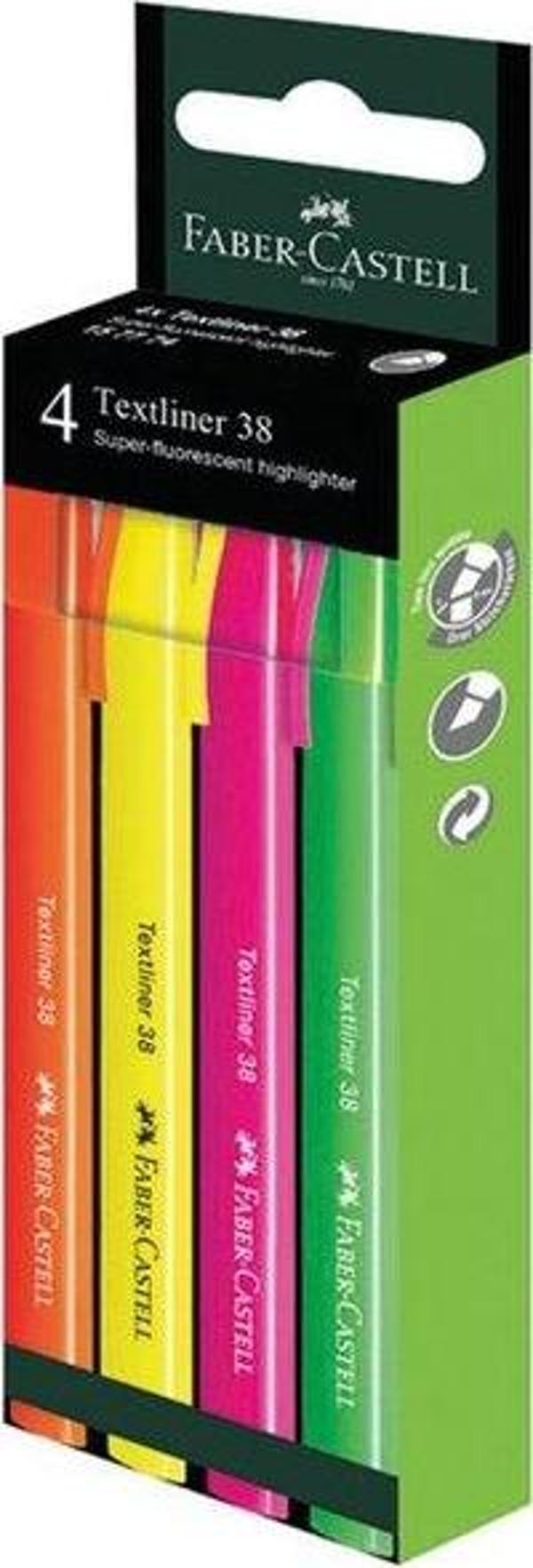 Faber-Castell Fosforlu Kalem 38 Neon 4lü Paket - Image 1