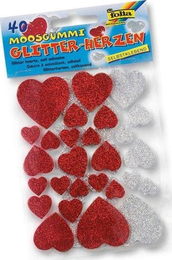 Folia Eva Sticker Glitter 40 Adet Kalp - Image 1