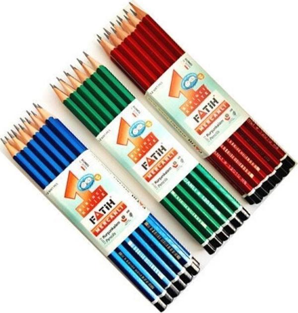 Mercanlı Kurşun Kalem 12'li Paket Kırmızı Gövde - Image 1