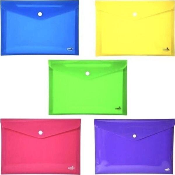 Çıtçıtlı Zarf Dosya A4 5 Renk 300 Mikron Kalınlık 5'li - Image 1