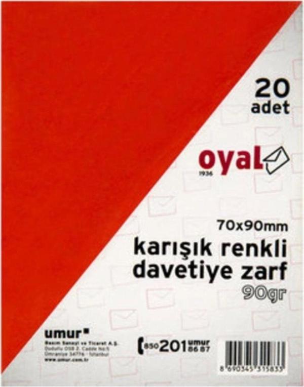 UMUR 70*90 OYAL KARIŞIK RENKLİ DAVETİYE ZARFI - Image 1