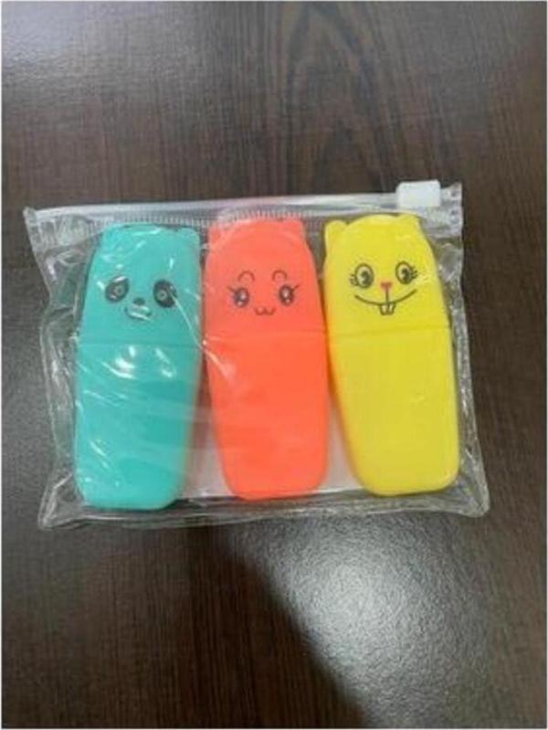 RUBENİS 3 LÜ KAPAK RESİMLİ PASTEL RENK ÇANTALI MİNİ FOSFORLU KALEM - Image 1