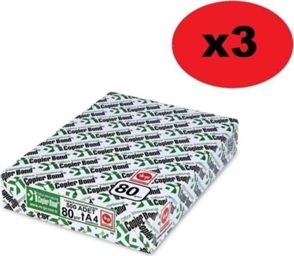 Copier bond Ve-Ge Bond A4 80 G/M² 1.500 Yaprak 3 Paket Fotokopi Kağıdı 01246 - Image 1