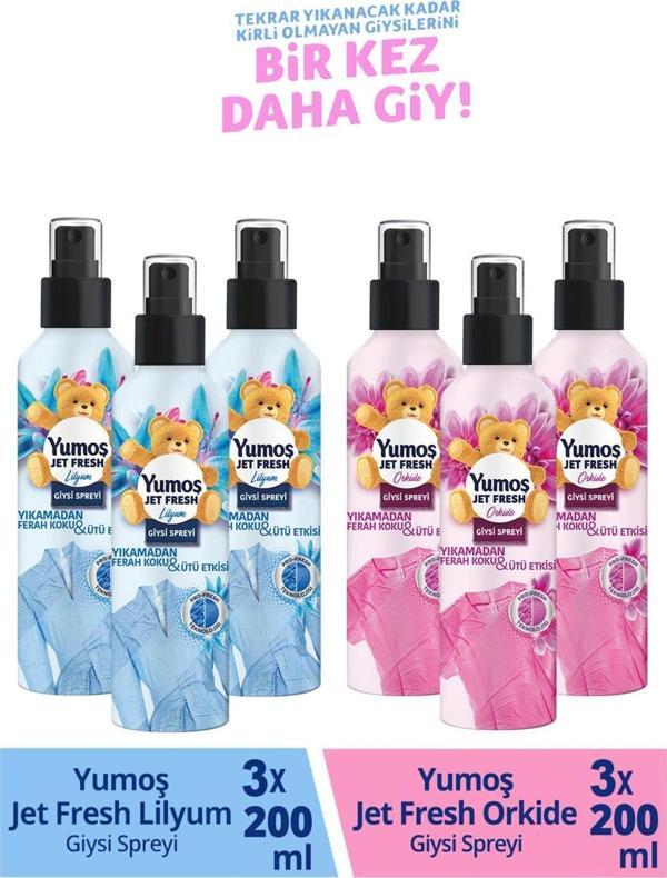 Yumoş Jet Fresh Giysi Spreyi Lilyum 200 Ml 3 Adet Orkide 200 Ml 3 Adet - Image 1