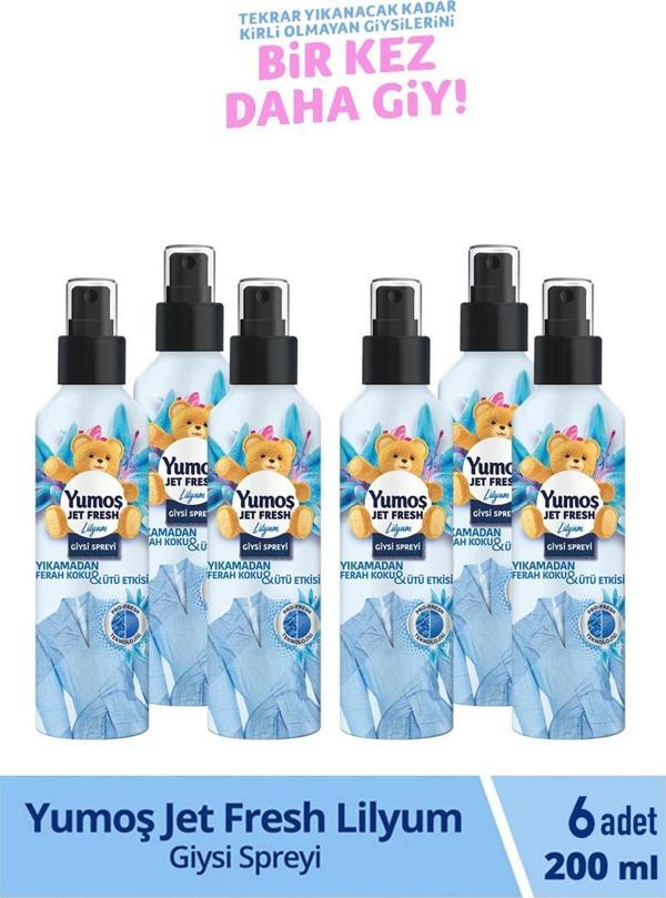 Yumoş Jet Fresh Giysi Spreyi Lilyum 200 Ml X 6 Adet - Image 1