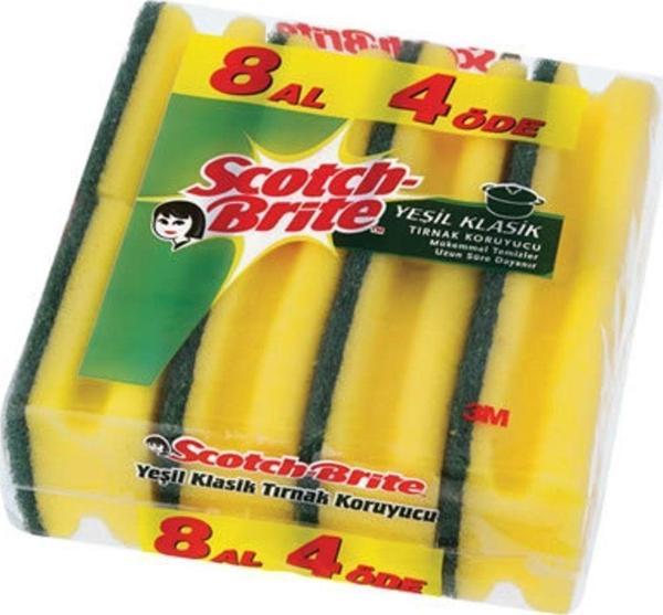Scotch Brite Yeşil Klasik Sünger 8'Li Eko Paket - Image 1