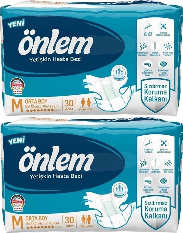 ÖNLEM Hasta Bezi Bel Bantlı Tekstil Yüzey Medium Orta 60 Adet - Image 1