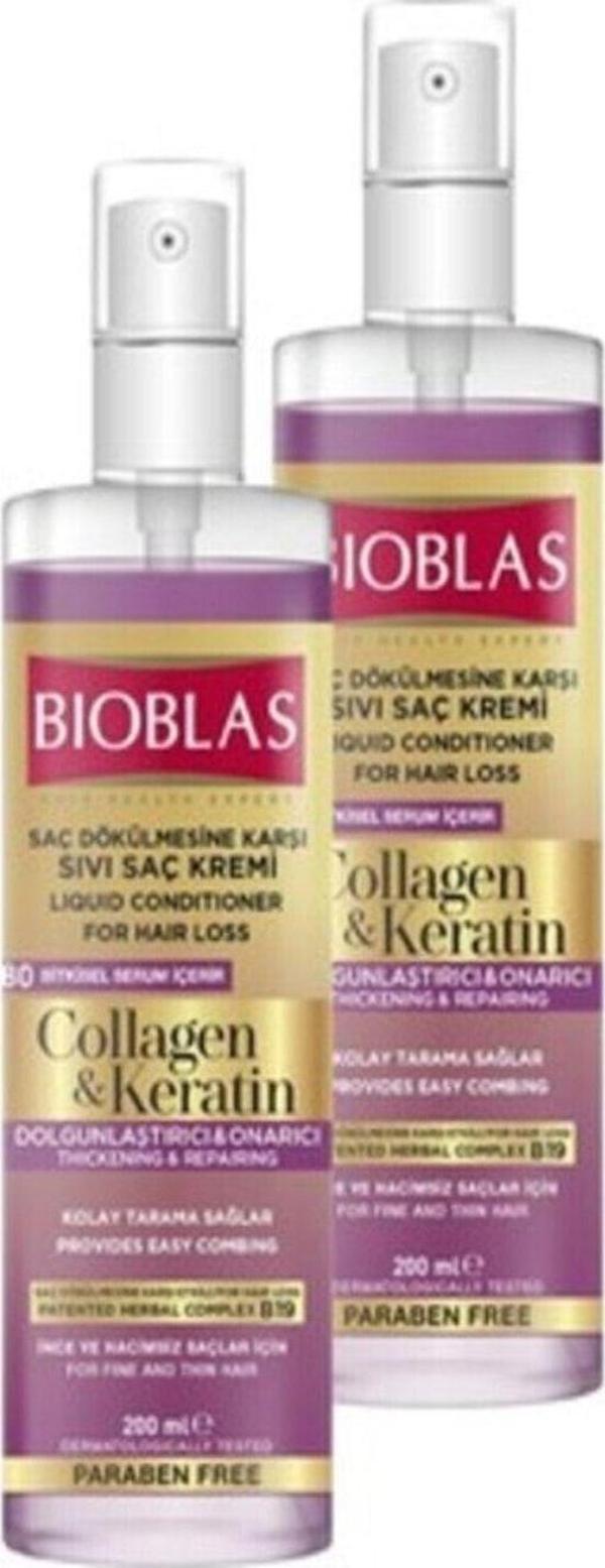 Bioblas Saç Dökülmesine Karşı Sıvı Saç Kremi Collagen & Keratin 400 Ml ( 200Ml X2) - Image 1