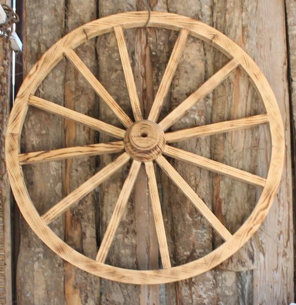 Otantik Çarşı Ahşap At Arabası Tekeri 120 cm. - Image 1
