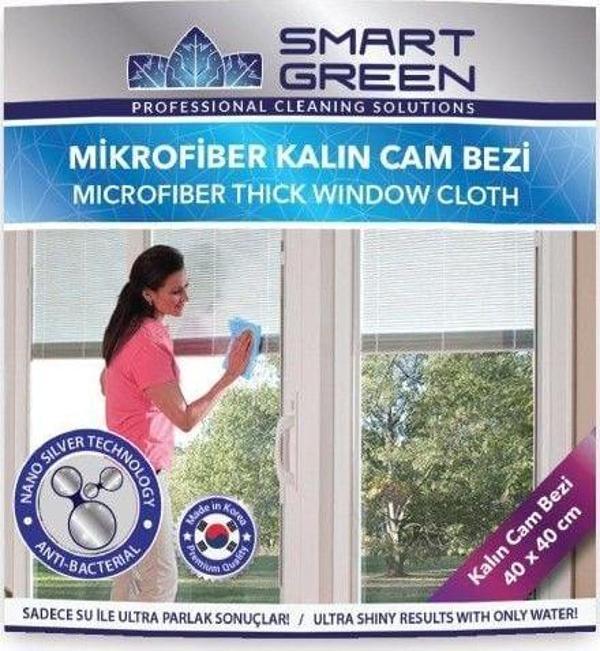 Green Farma Smart Green Nano Silver Microfiber Cam Temizlik Bezi 40x40 (Kalın) - Image 1