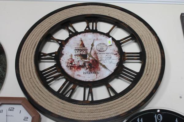 Evdema Vitale Ahşap Halatlı Duvar Saati 80 cm. Kahverengi - Image 1
