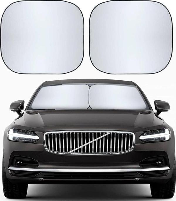 Universal Otomobil Araba Ön Camı İçin 2 Parça Güneşlik (Güneş Gözlüğü- Perdesi) - Image 1