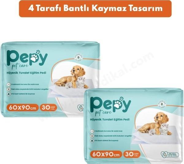 Pepy Kaydırmaz Hijyenik Tuvalet Eğitim Pedi 60x90cm 60 Adet - 2 Paket - Image 1