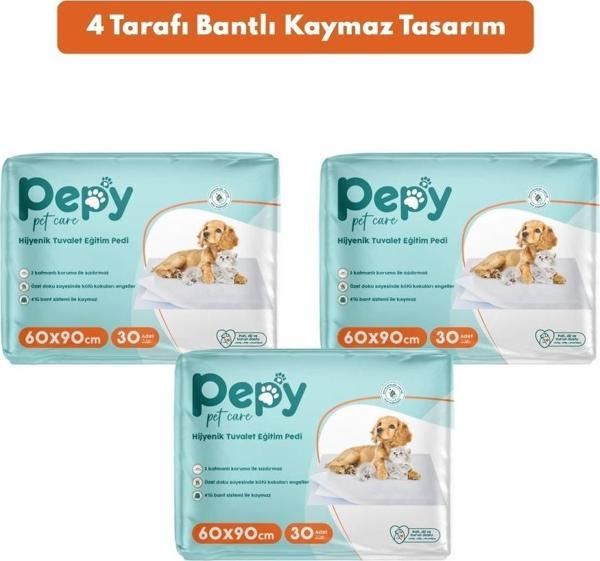 Pepy Kaydırmaz Hijyenik Tuvalet Eğitim Pedi 60x90cm 90 Adet - 3 Paket - Image 1