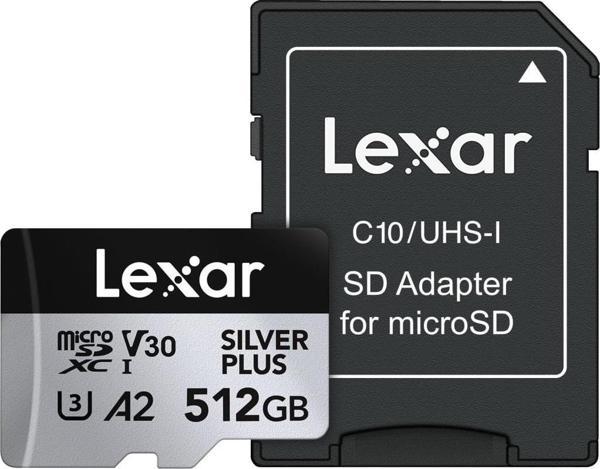Lexar 512GB Silver Plus 205mb 4K V30 UHSI Micro SD Hafıza Kartı - Image 1