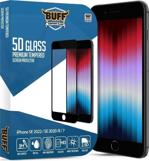 Buff iPhone Se 2020 / 8/7 5D ile Uyumlu Glass Ekran Koruyucu Black - Image 1